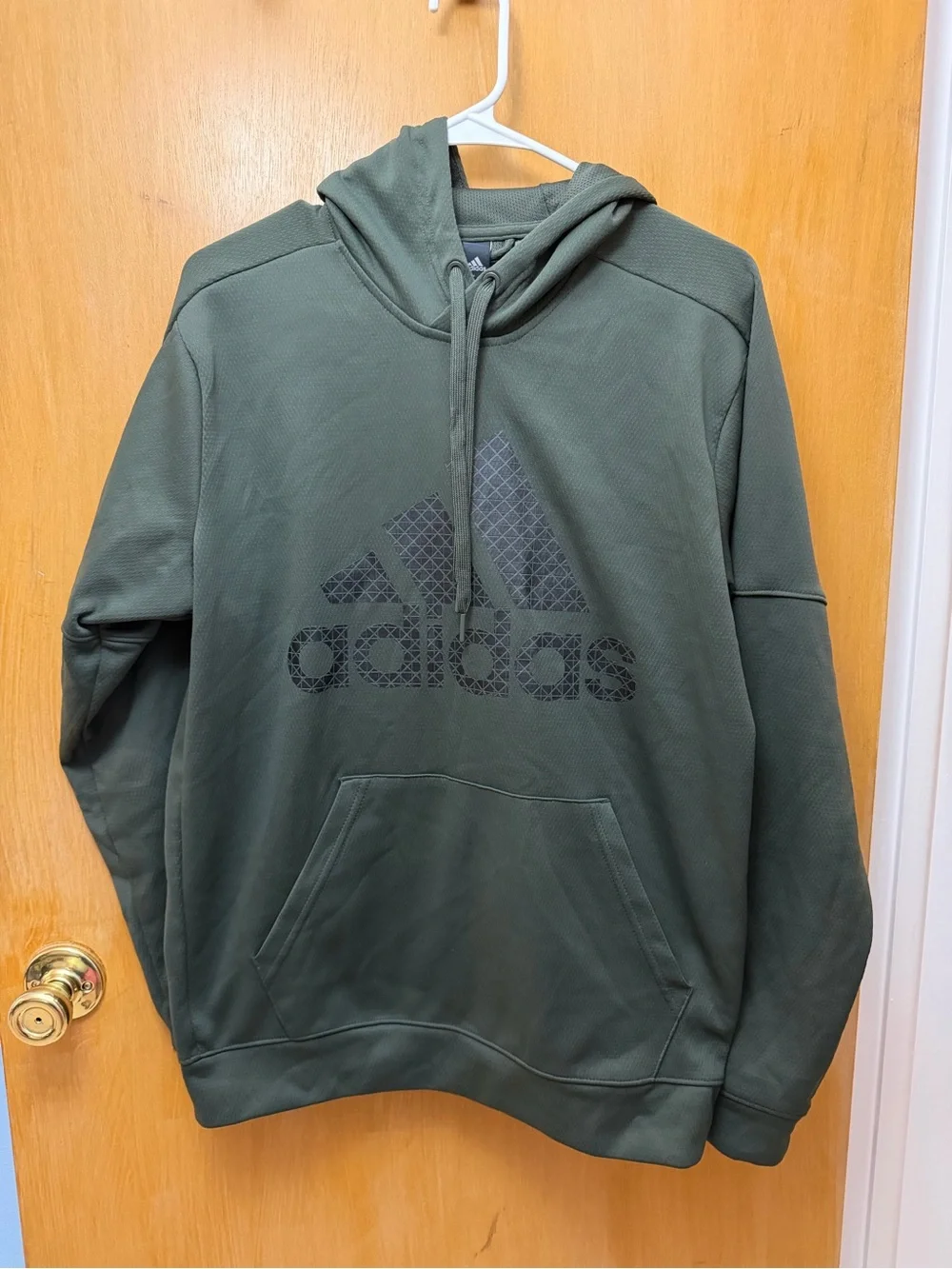 adidas Olive Green Pullover Hoodie with Logo